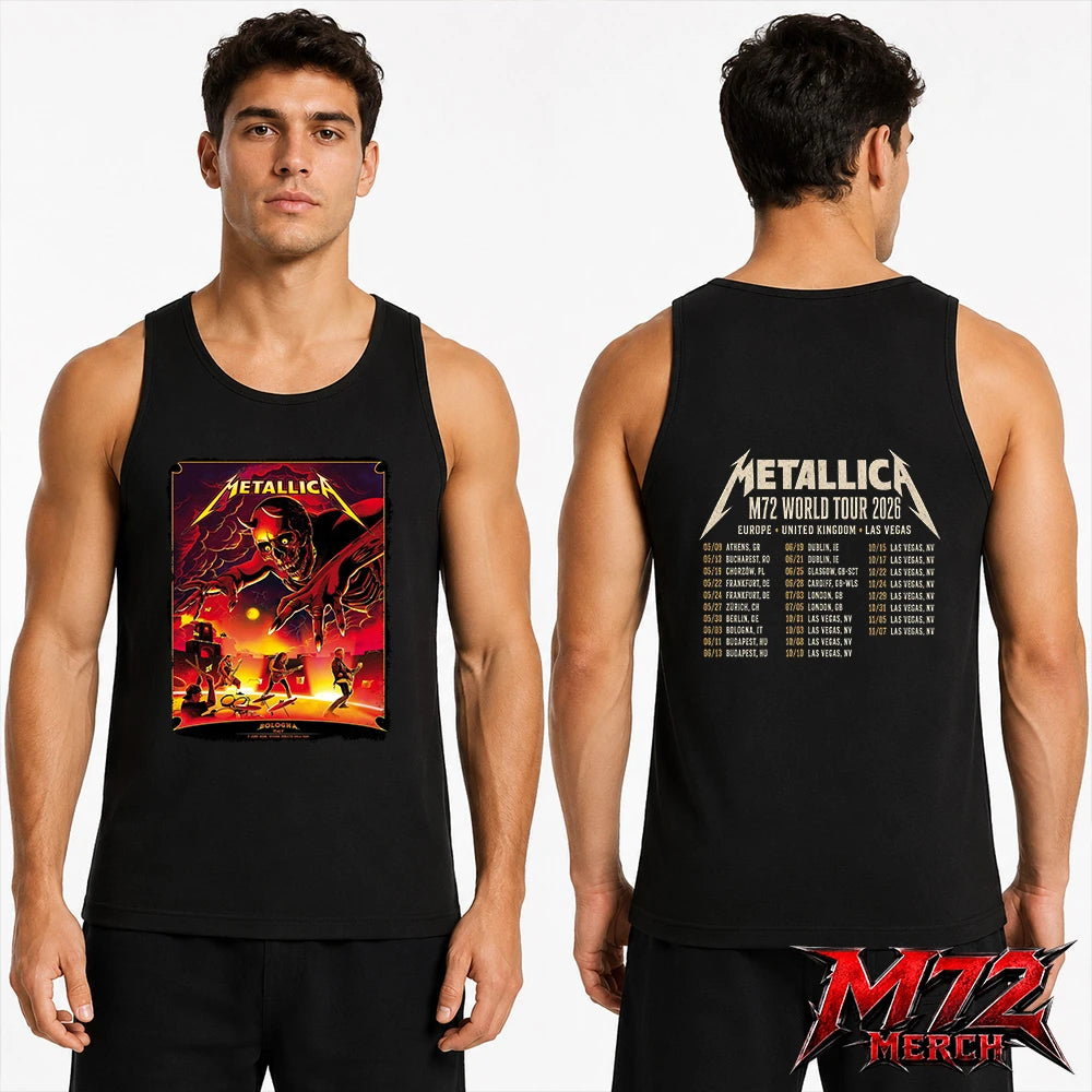 Metallica M72 World Tour June 3 2026 At Stadio Renato Dall’Ara Bologna Italy Demon Stage Artwork By Nino Cammarata Two Sided Tank top